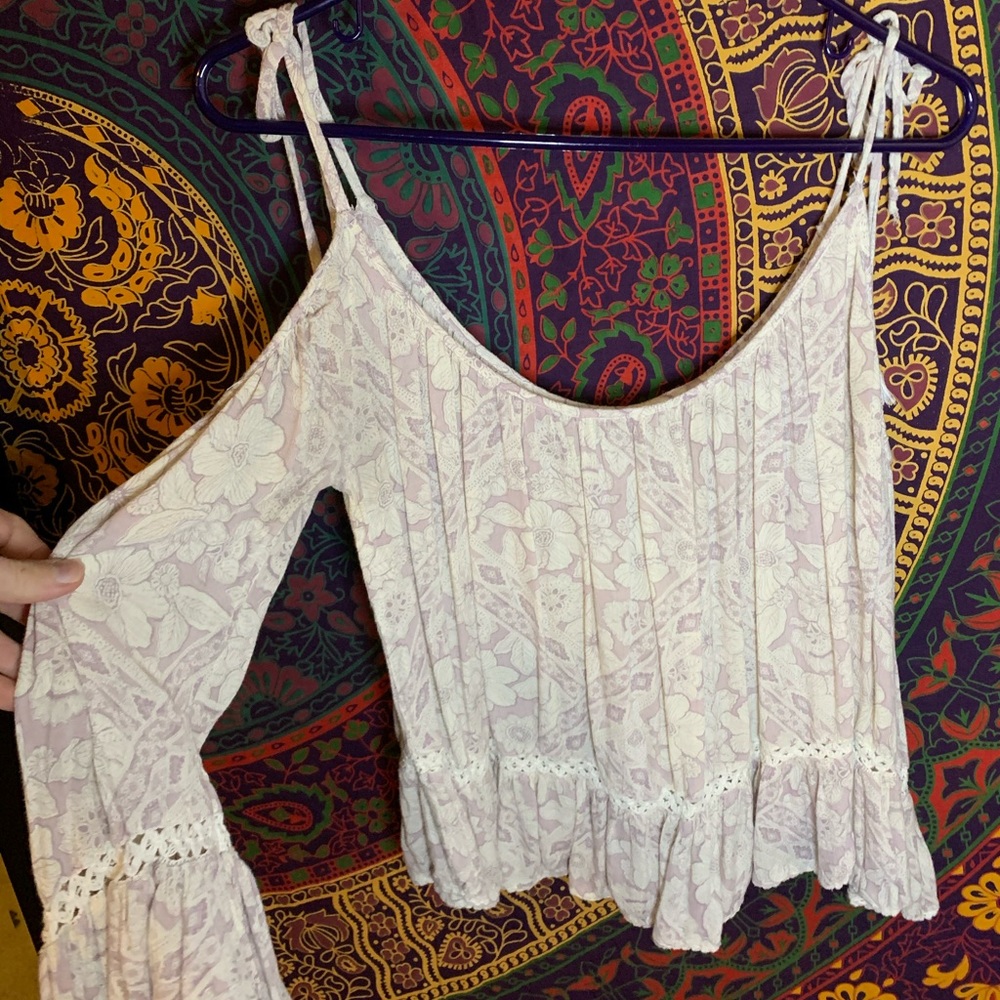 Extremely cute tie string top of shoulder blouse
